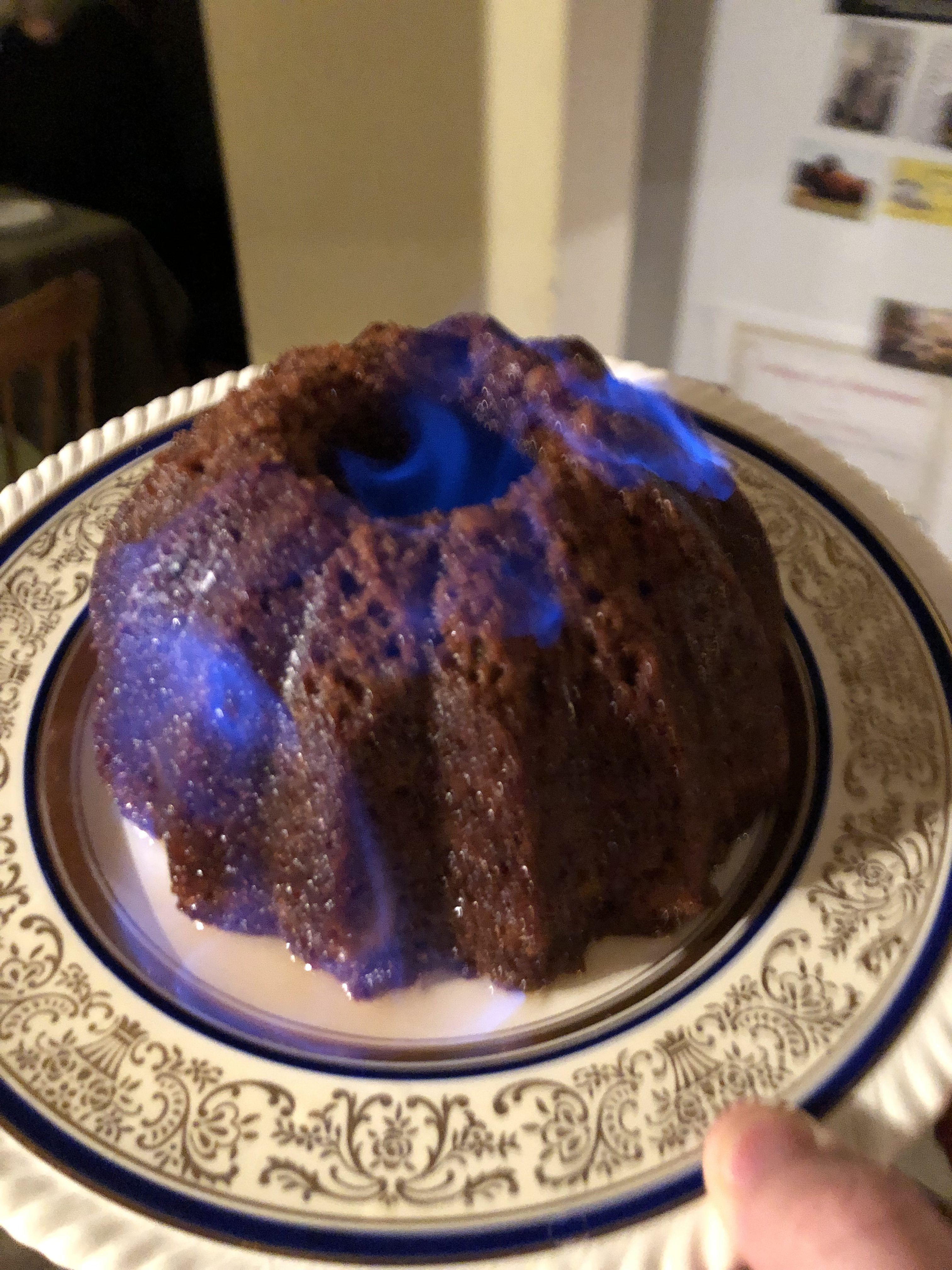 Flaming Gingerbread Steamed Pudding